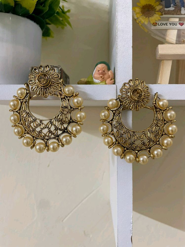 Combo Offer Pearl Chandbali Earrings with High Gol