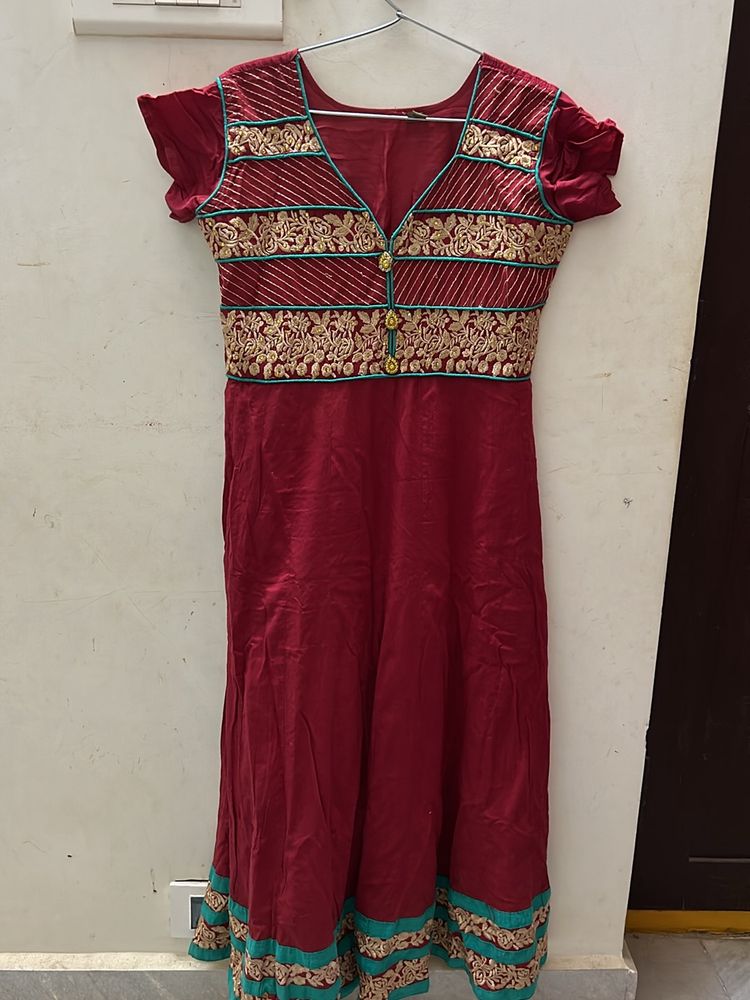 Dark Red Anarkali Dress