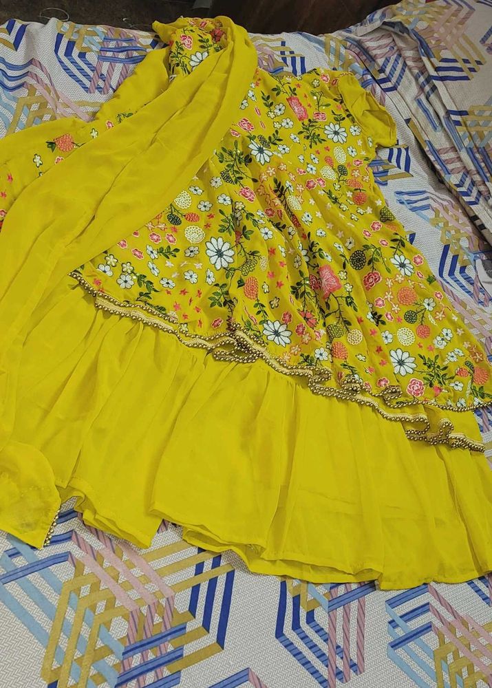 Yellow Georgette Haldi Designer Outfit