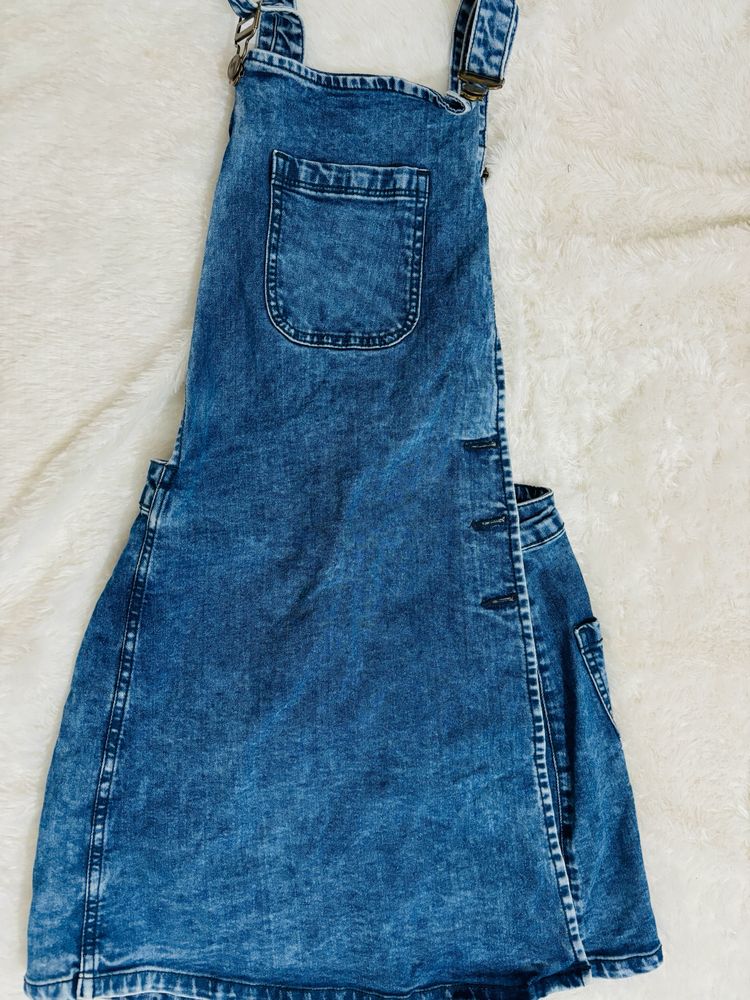 Dark Blue Denim Dungaree Skirt