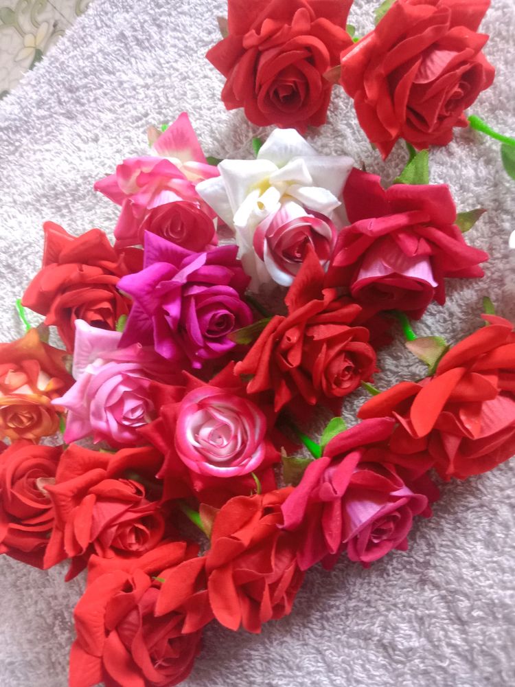 Combo Of Beautiful Duplicate Rose Flowers For Hair