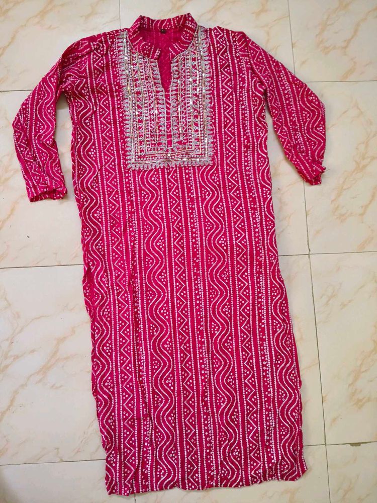 Bandhej Print Cotton Kurta