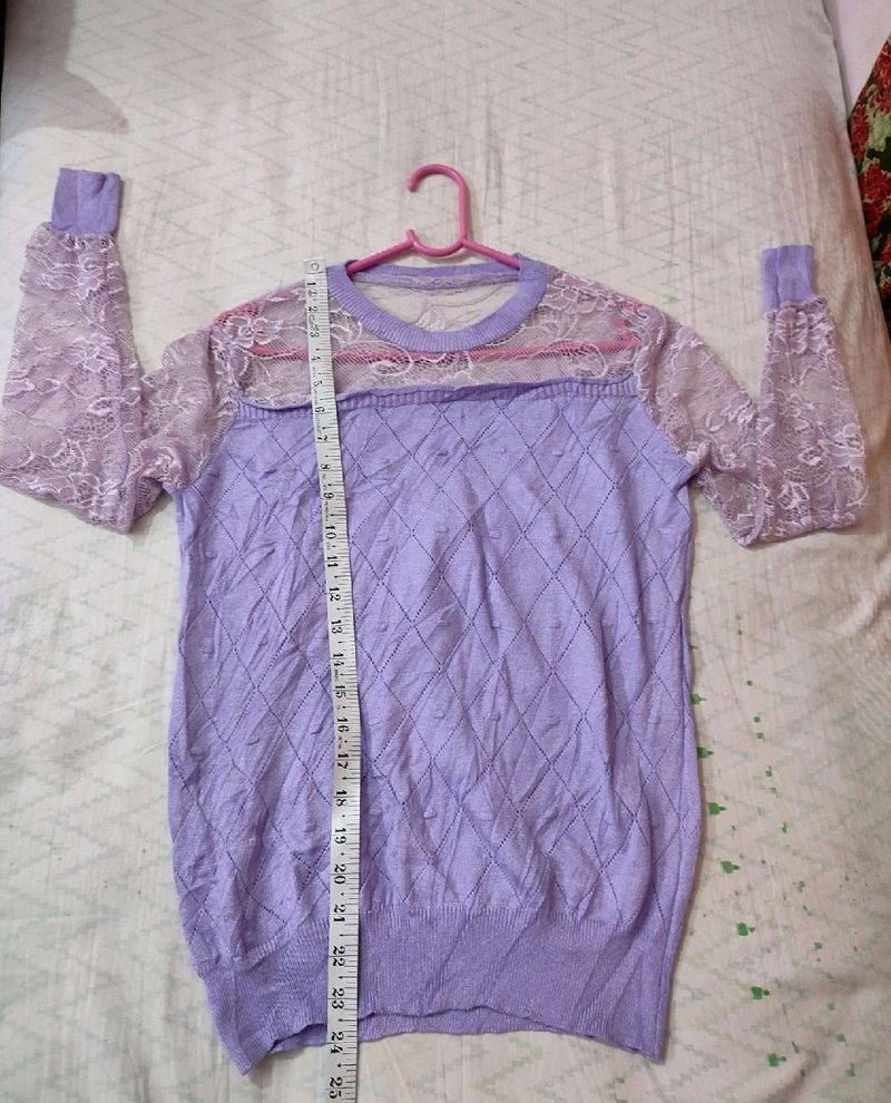 Lavender Fashion Wool Top Stretchy