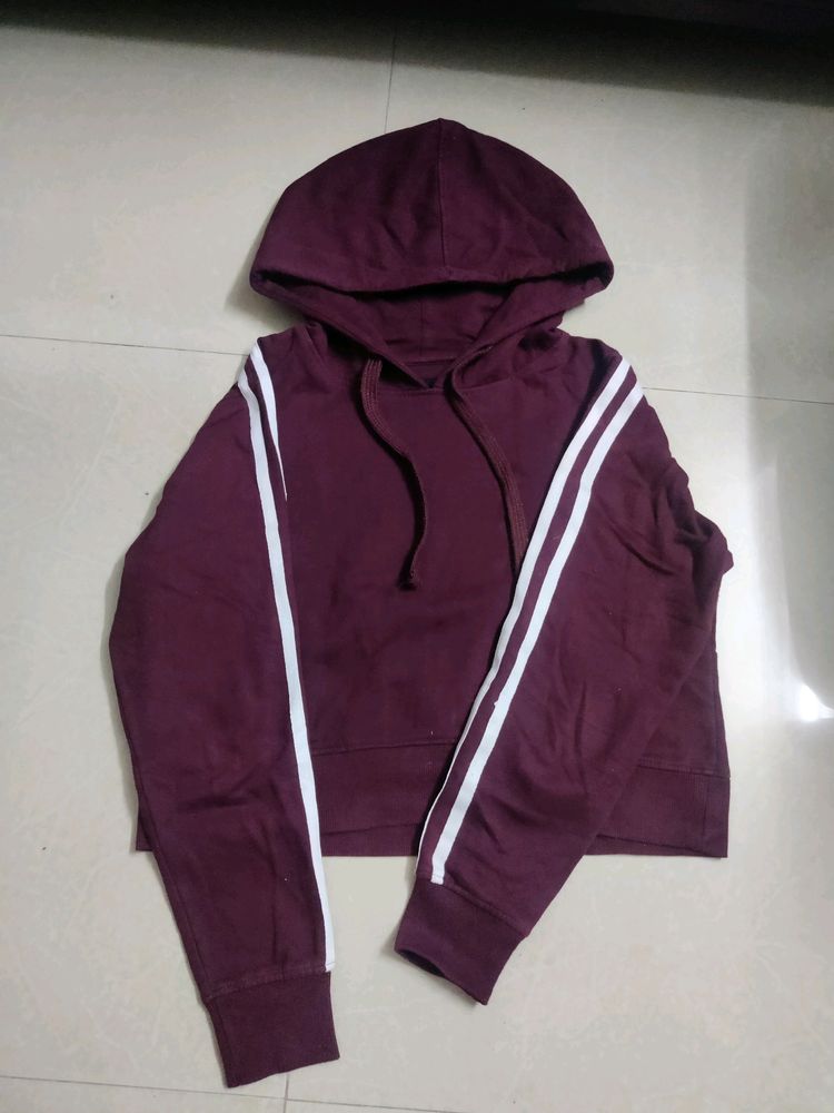 Burgundy Crop Hoodie