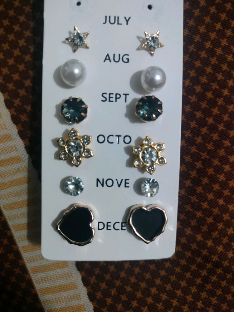 6 pair of Studs Earring Combo+Complimentary Gift