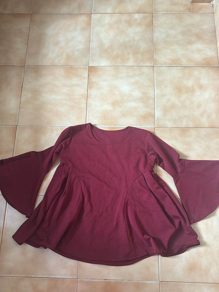 Maroon Peplum Top