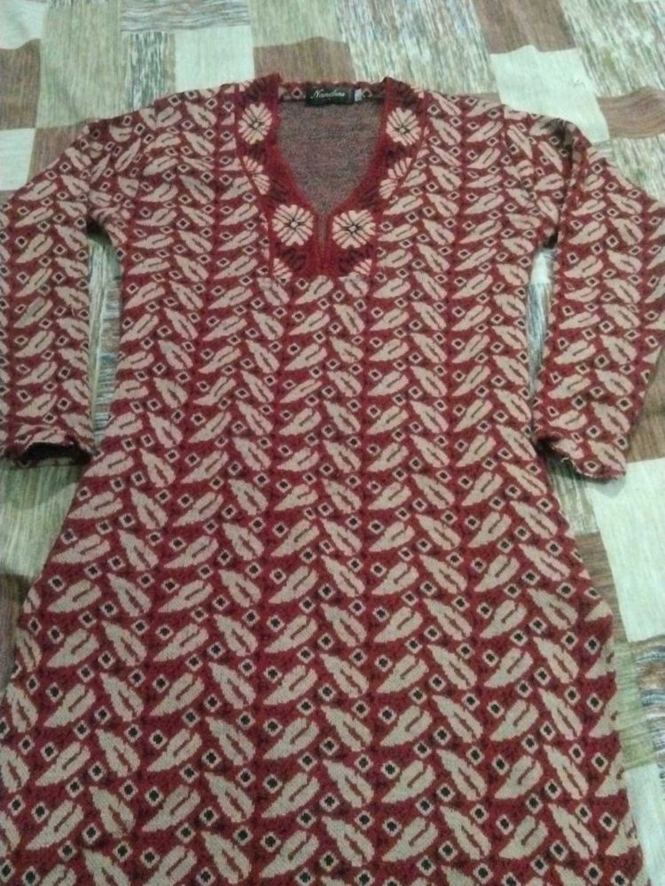 Woolen Mehroon Kurti