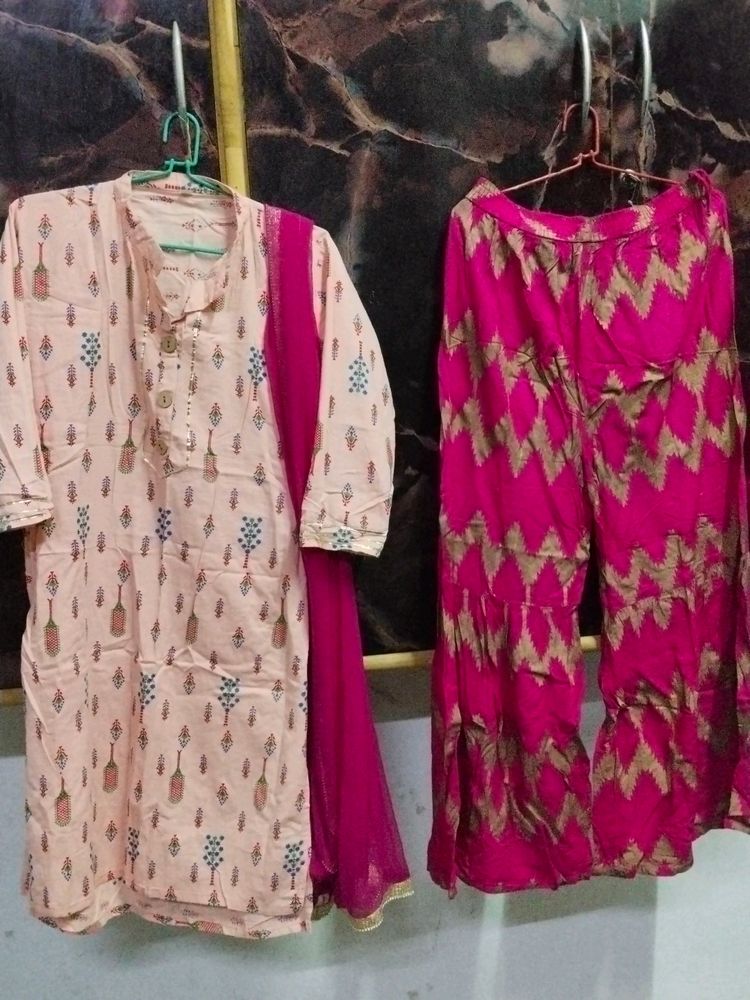 Cotton Kurti Sharara With Dupatta