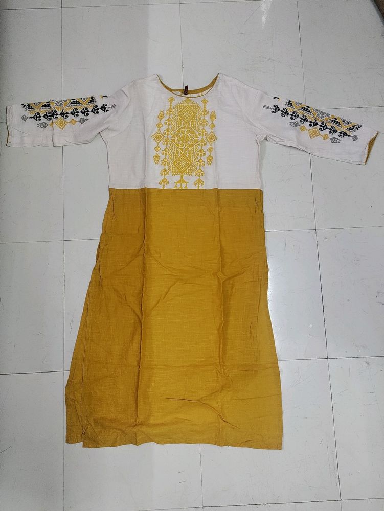 White & Yellow Kurti