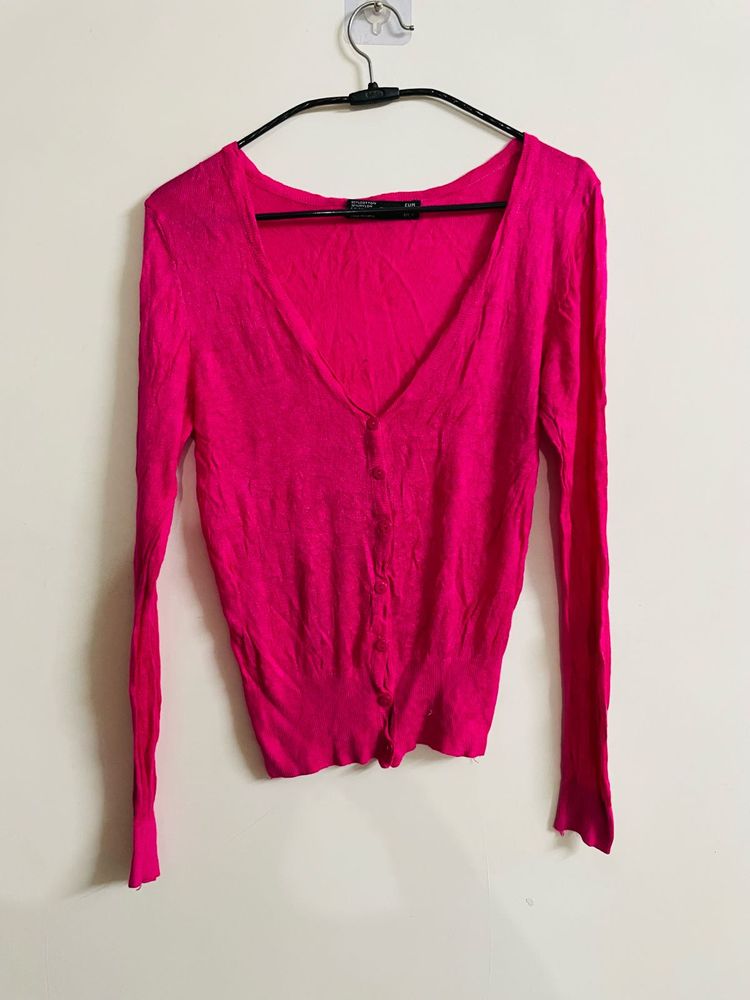 Zara Pink Knitted Cardigan Top