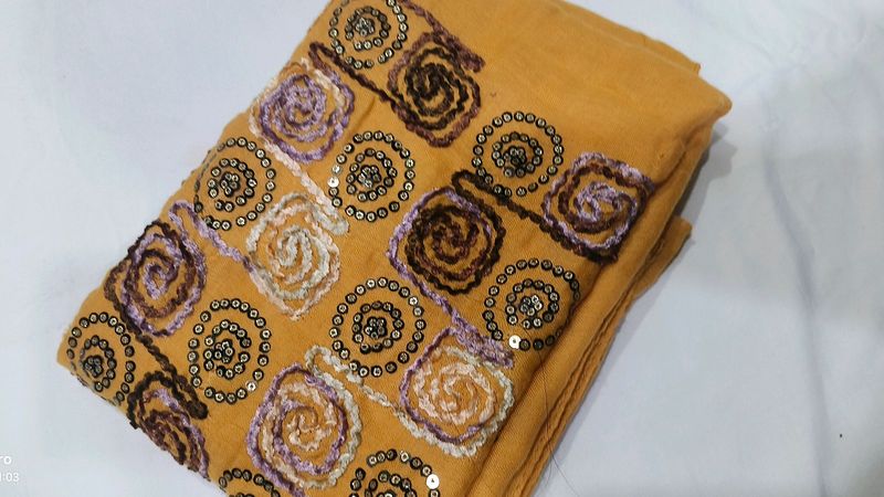 Mustard Embroidery Scarf!!