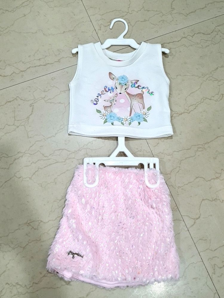 Partywear Girls Top & Skirt - 9-12mo