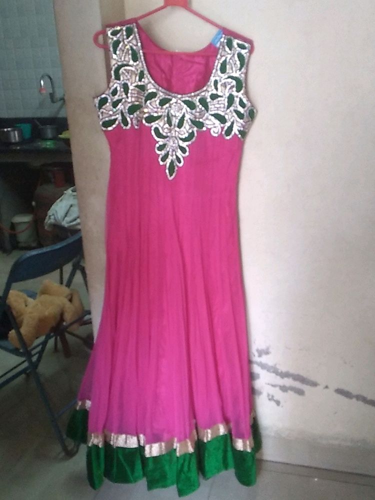 Partywear Anarkali,with Handwork On Neck.