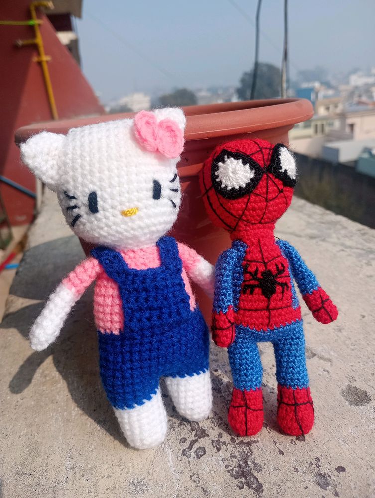 Crochet Hello Kitty And Spiderman