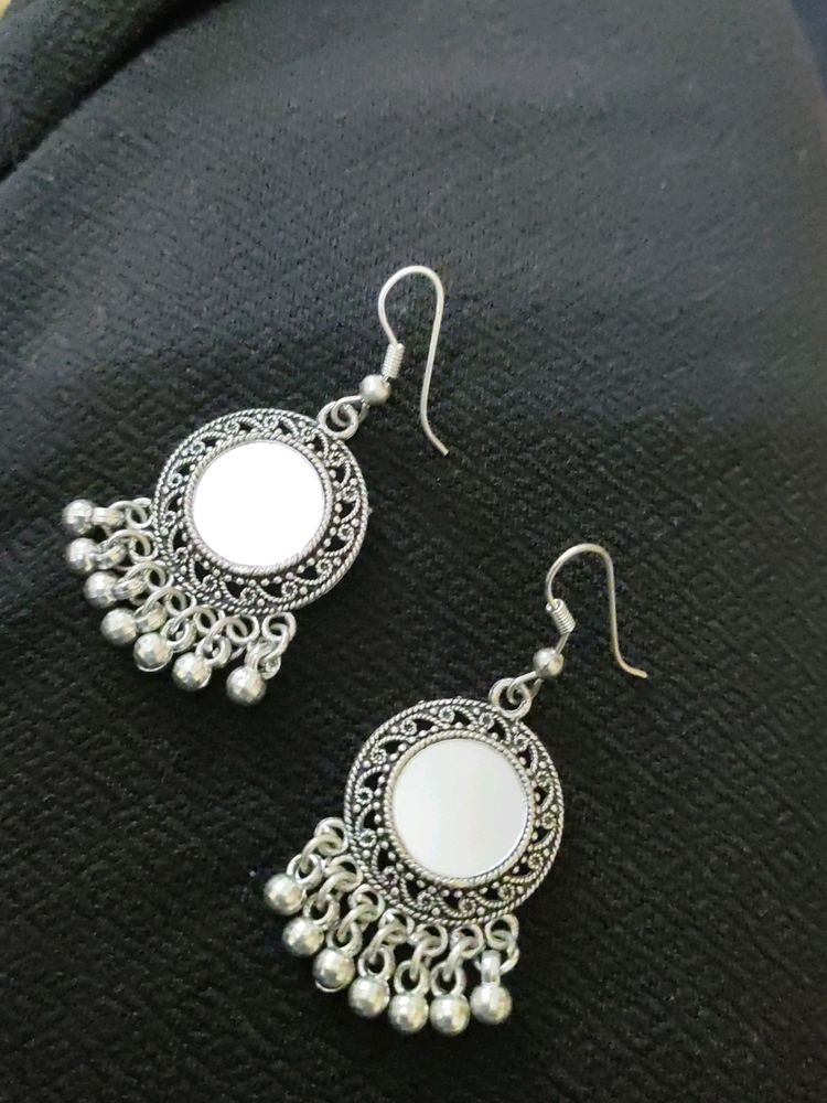 Sliver Mirror Jhumka