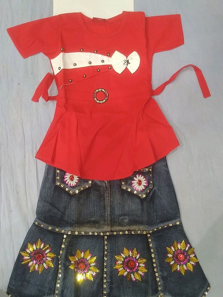 Jeans Top For Girls 5-7 Years