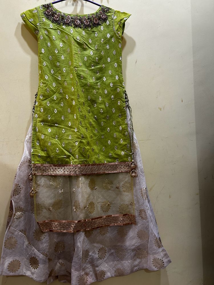 Green Colour Festive Wear Dress Size L