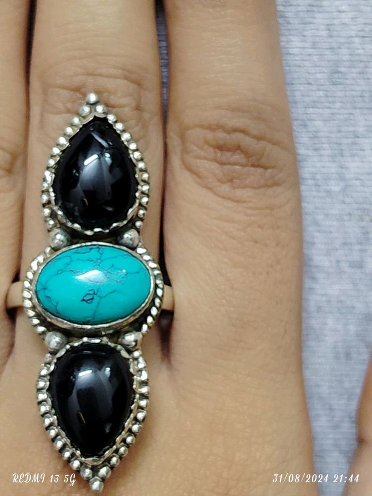 Black And Turquoise Ring