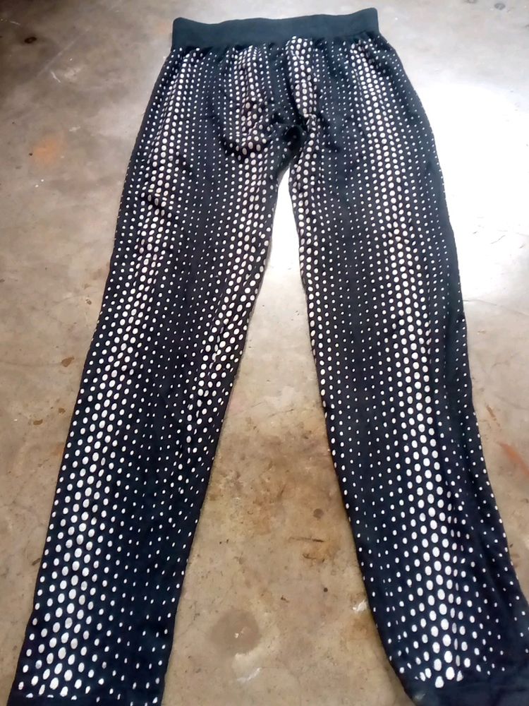 Black Pant With Fashionable White Prints.