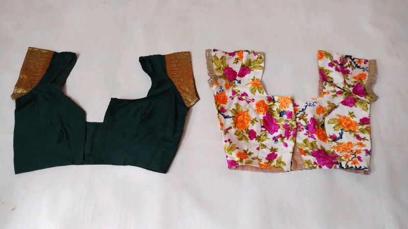 Set Of 2 Blouse - Green And Multicolour