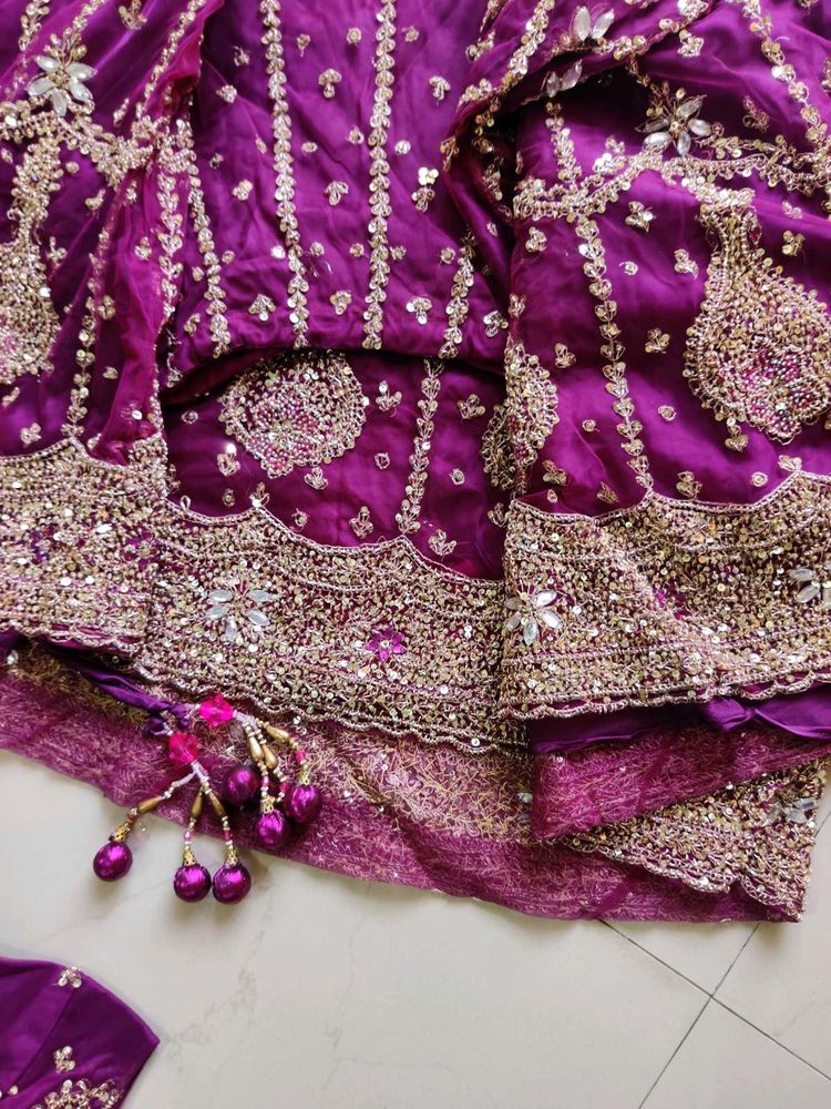 Purple 💜 Hand Work  Zardosi Lehenga