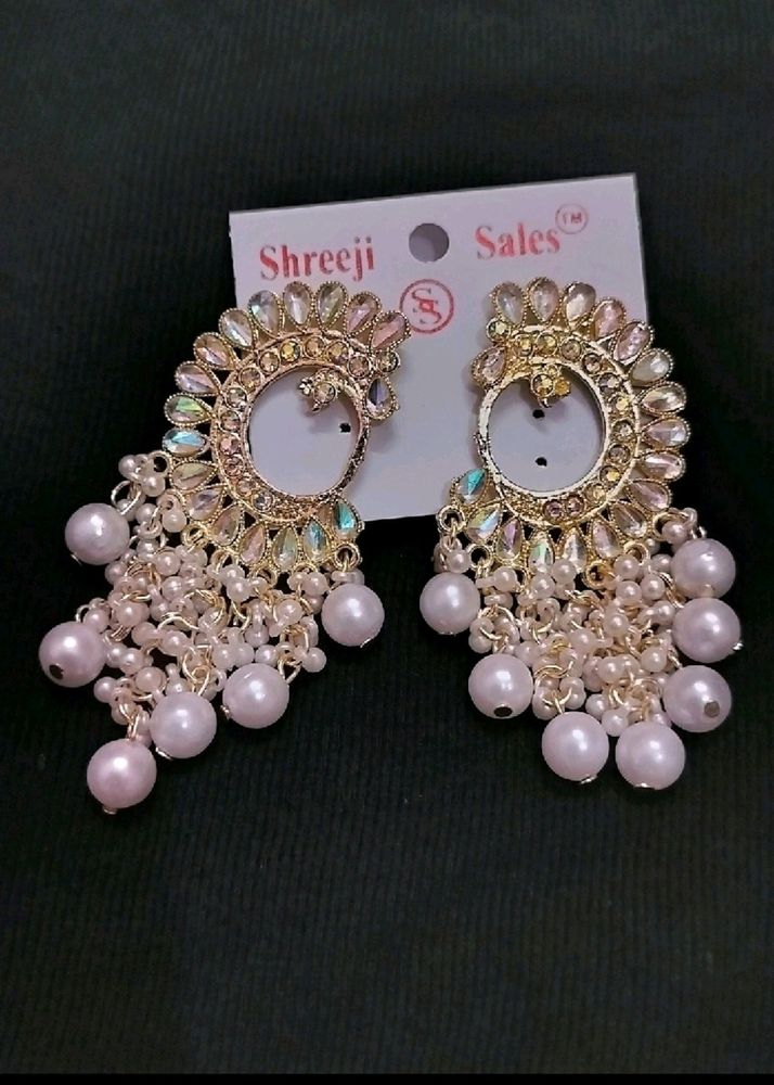 Kundan Off White Peacock Earring