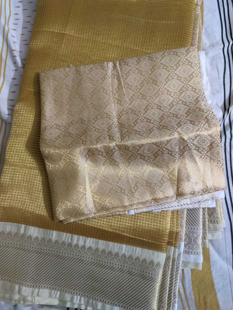 Checked Golden Saree