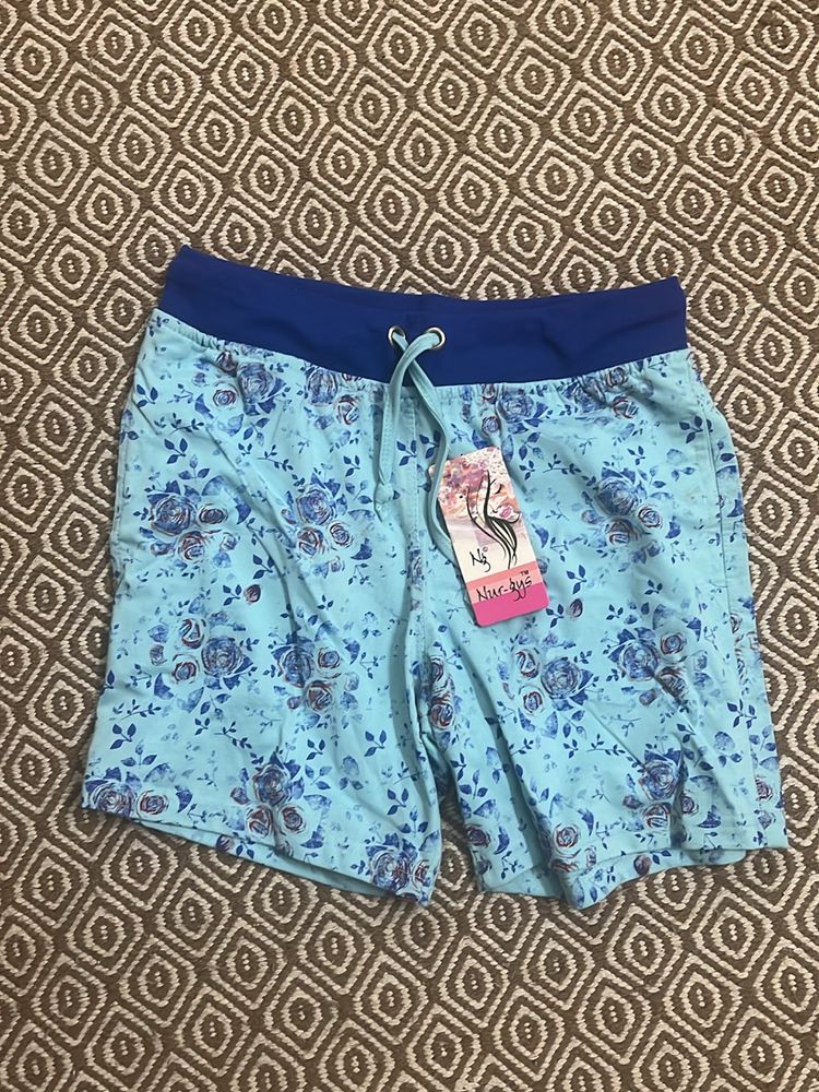 Blue Lounge Shorts With Pockets