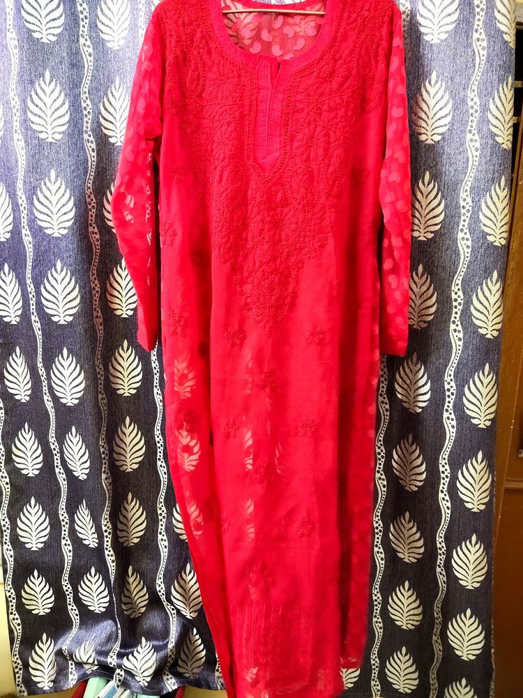 Red chiffon Kurti