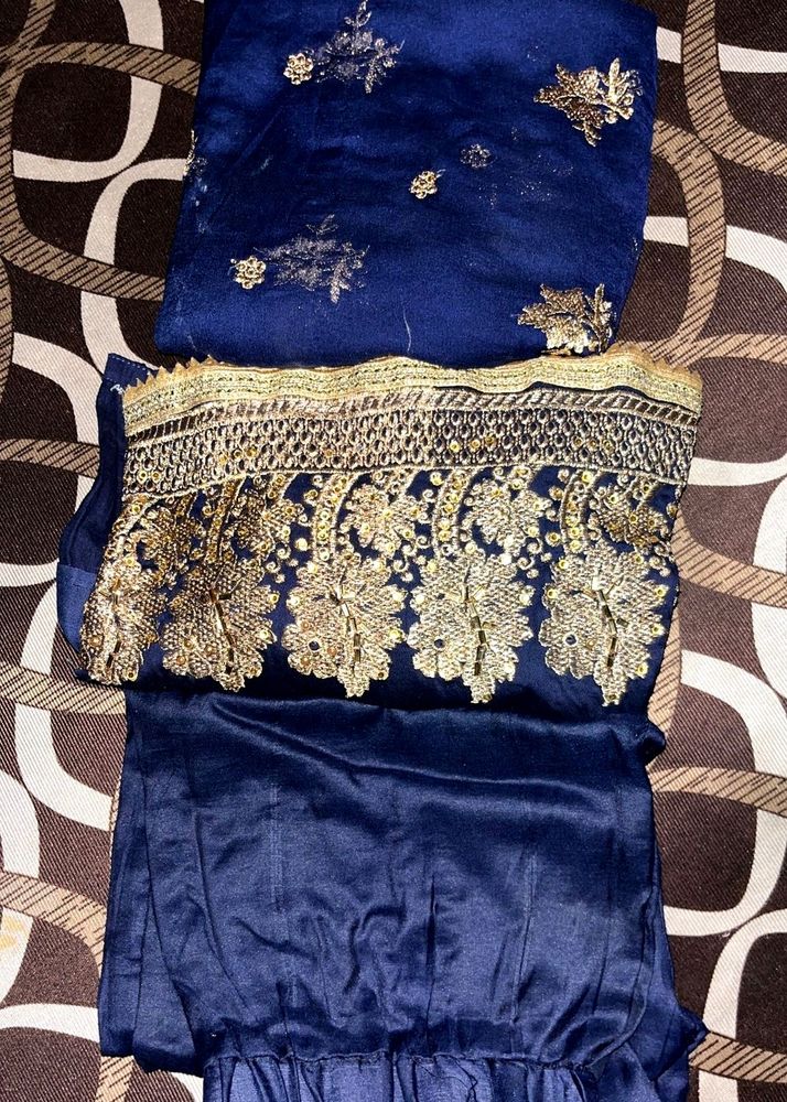 Narrow Pant, Cotton Kurti With Dupatta, Dark Blue