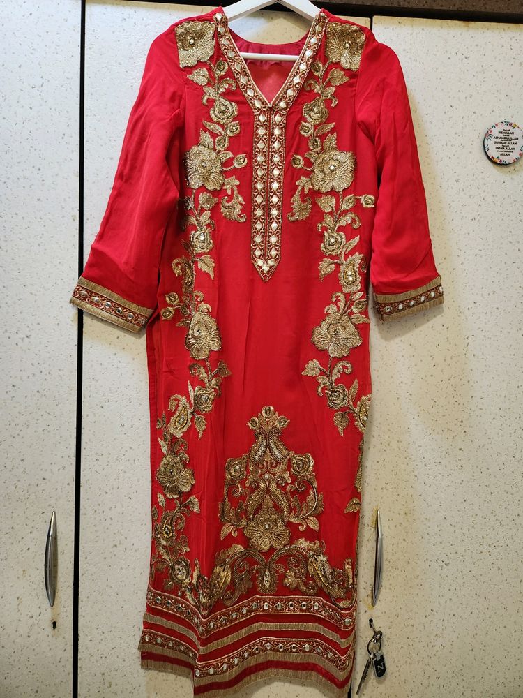 Red NEW kurta With Churidar