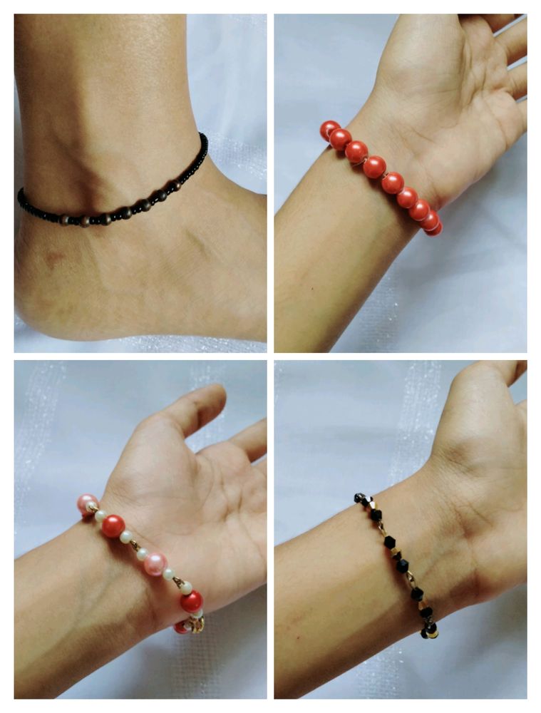 Handmade Set Of 3 Bracelets And One Anklet