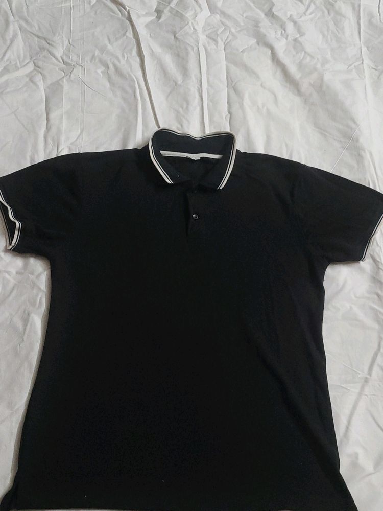 Black Tee With White Detailing