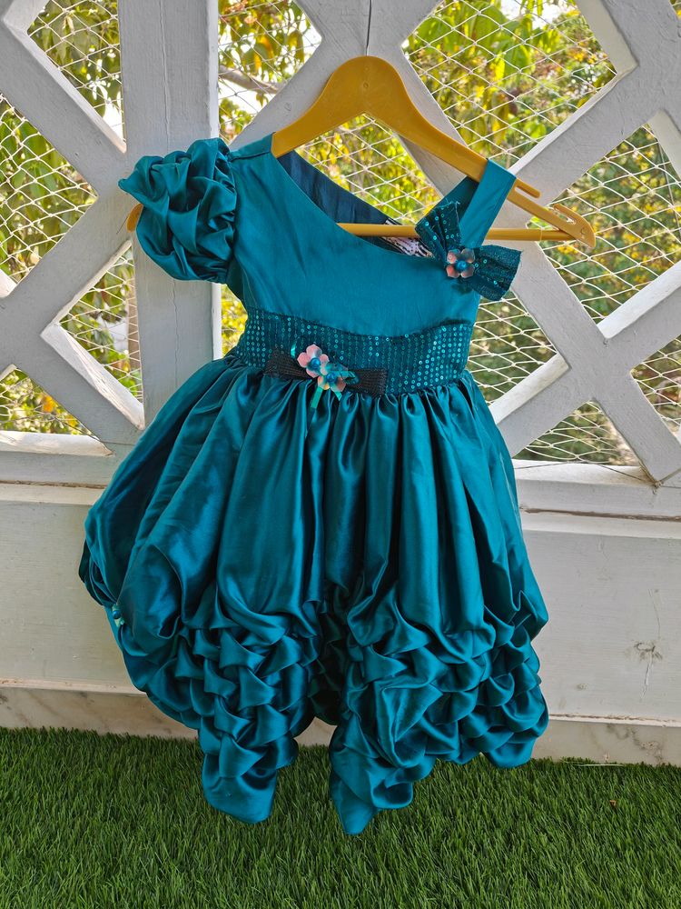 Peacock Blue Party Gown For Toddler