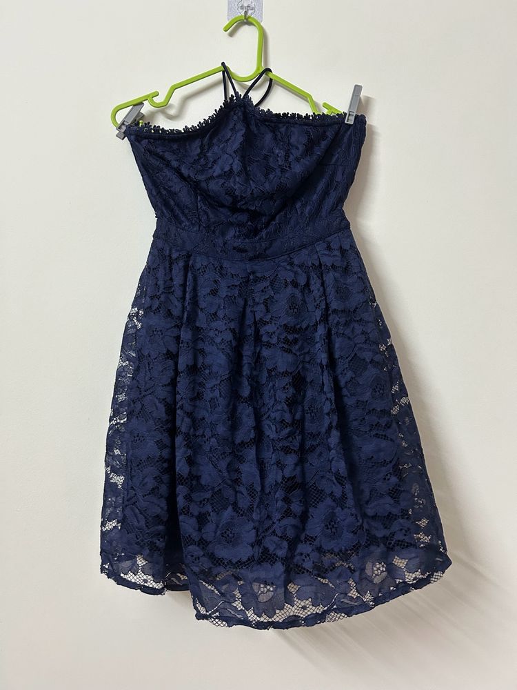 Navy Blue Dress With Back Cutout