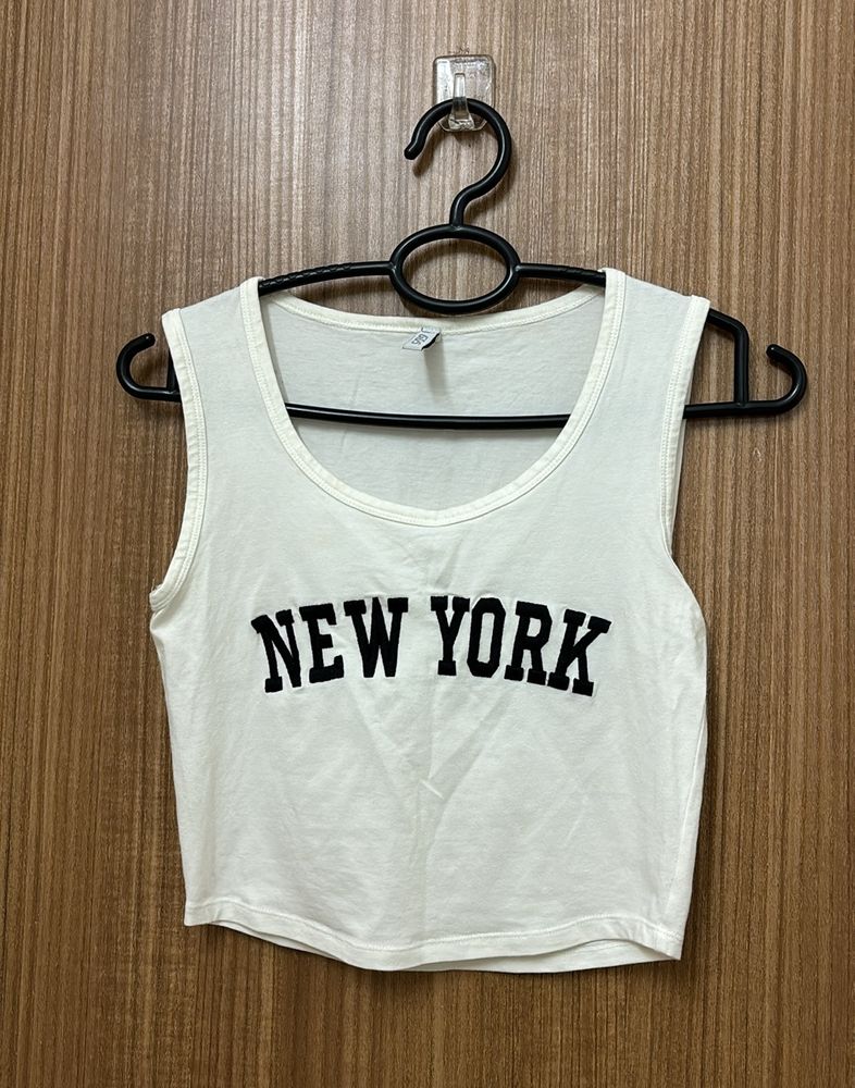 NEW YORK Sleeveless White T-shirt