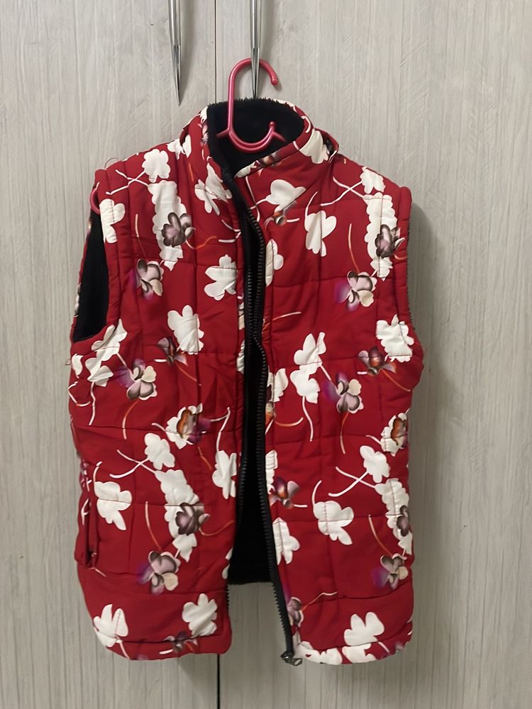 Red Half Sleeve Winter Jacket