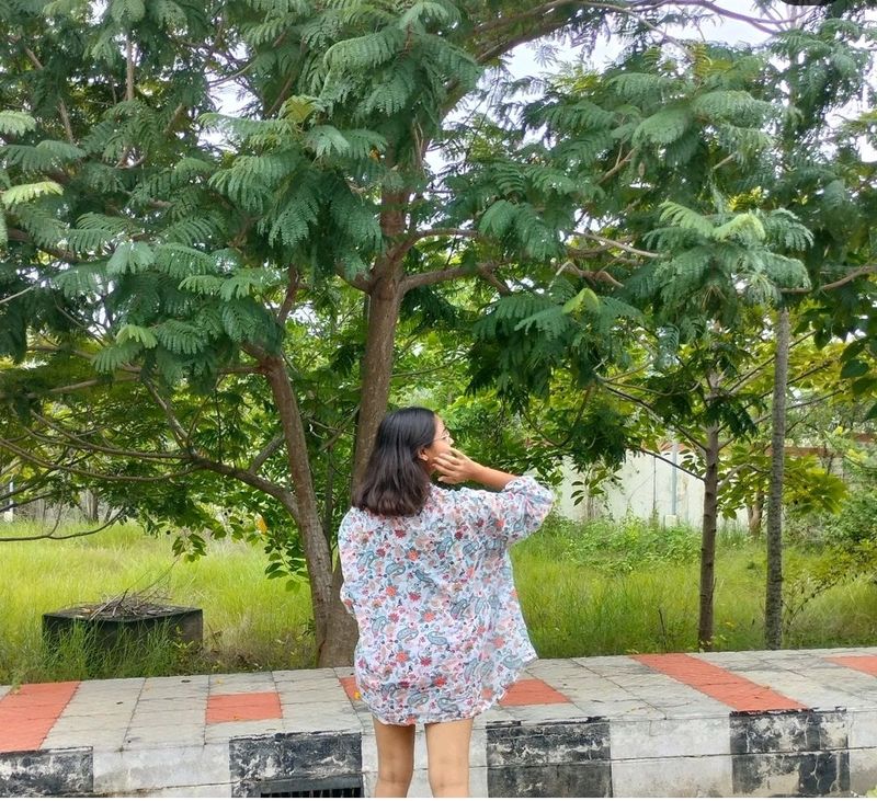 Floral Print Oversized Shirt