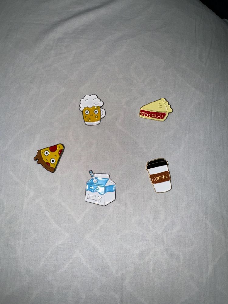 Pizza Coffee And Food Items Pins Brooches