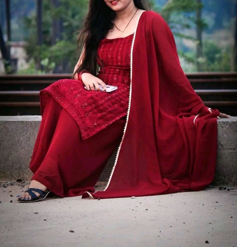 Maroon Colored Embroidered Sequence Kurta!!!