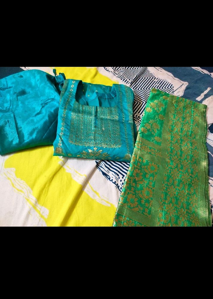 New Pure Silk Suit With Heavy Dupatta