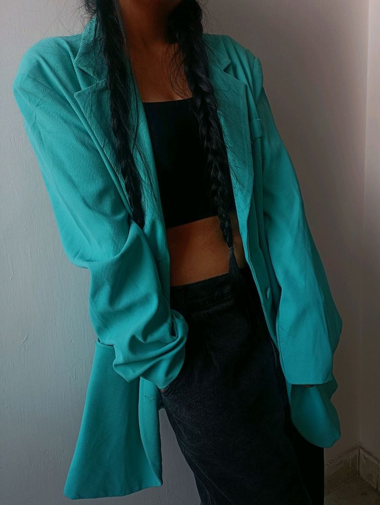 TURQUOISE BLUE OVERSIZED BLAZER