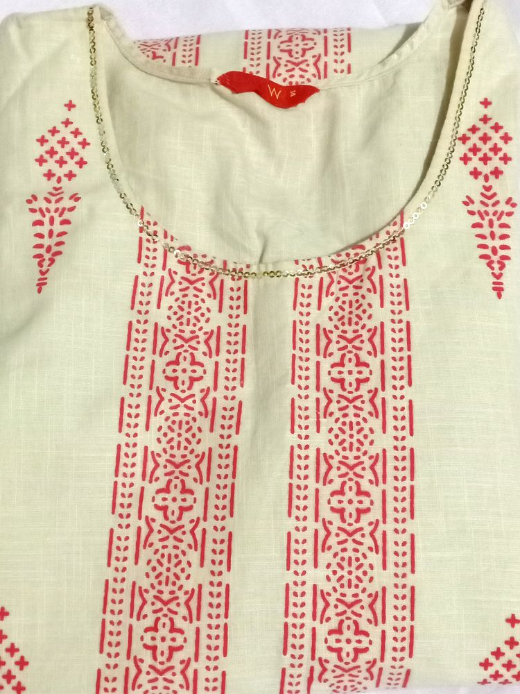 Ethnic Beige Kurti With Bell Sleeves From W Brand