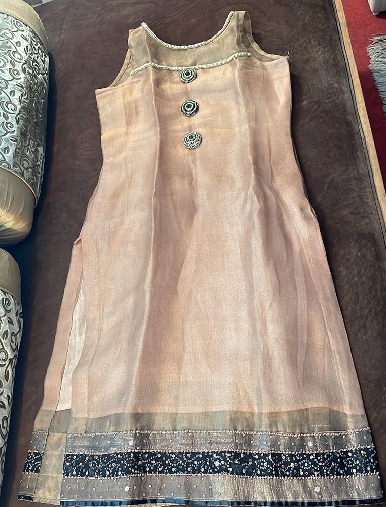 Copper Net Kurta With Dupatta