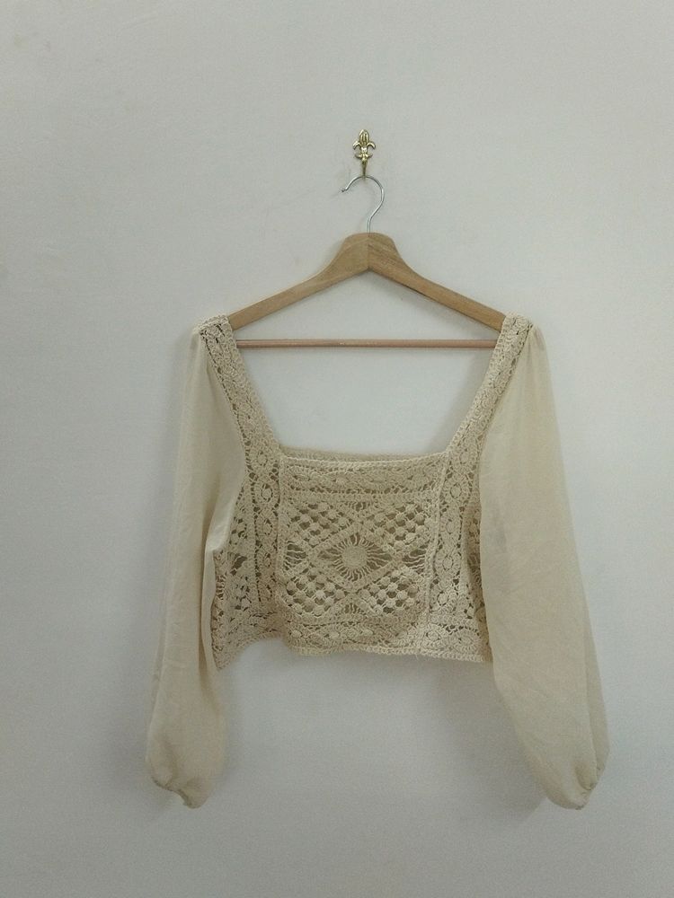 Square Neck Crochet & Net Topwears