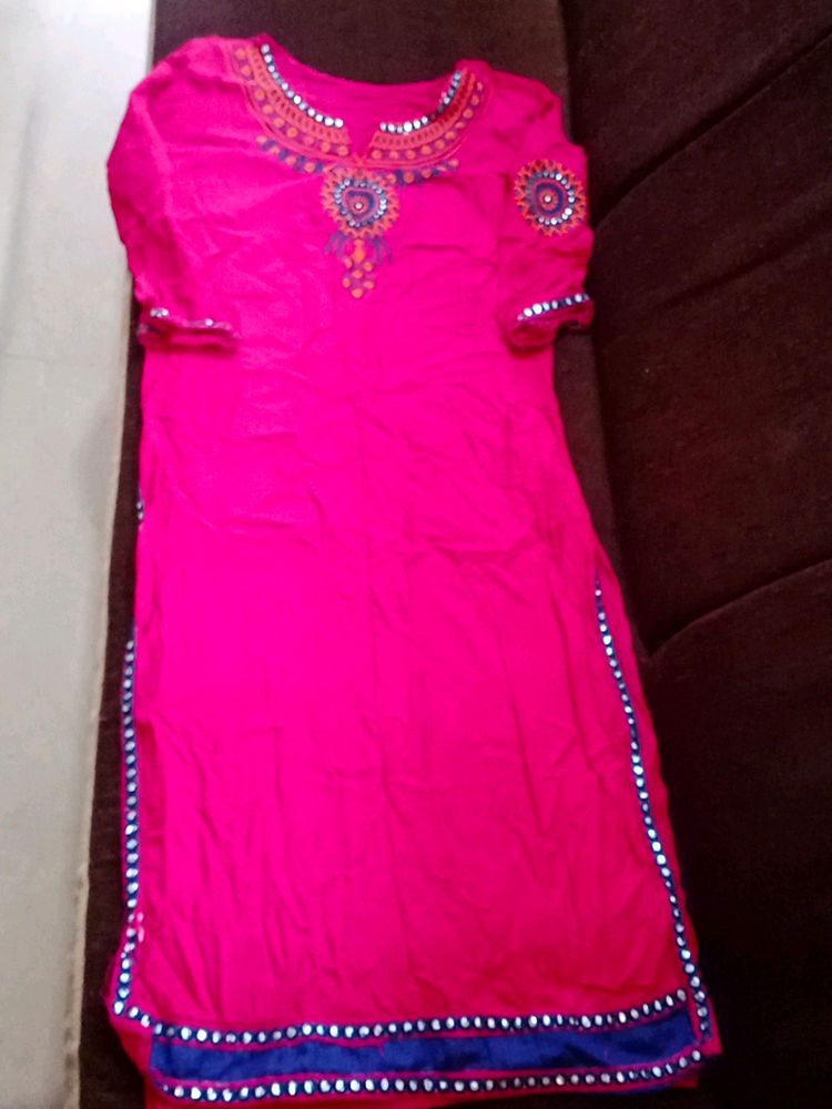 Meganta Pink A Line Kurti