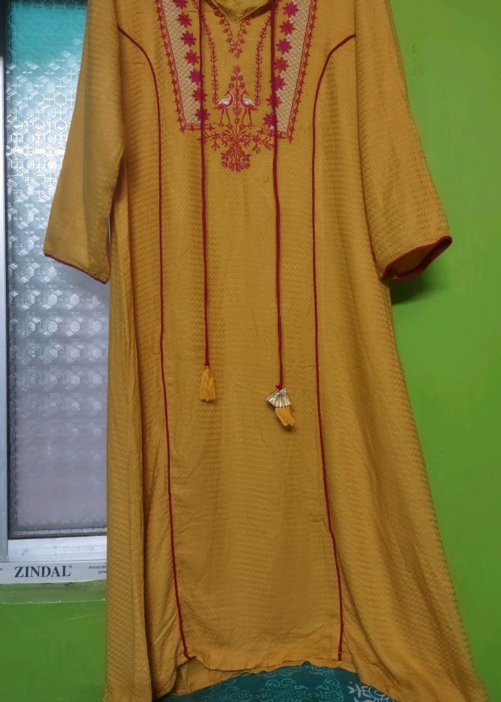 Yoke Design Mustard Yellow Kurta