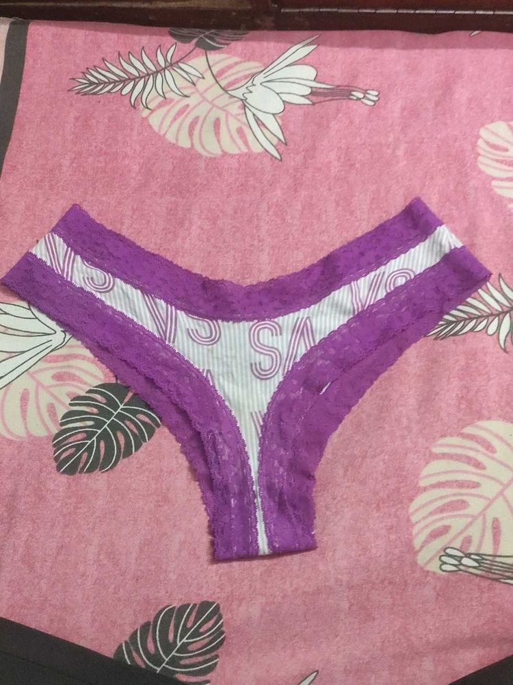 White Pink Size L Used Panties