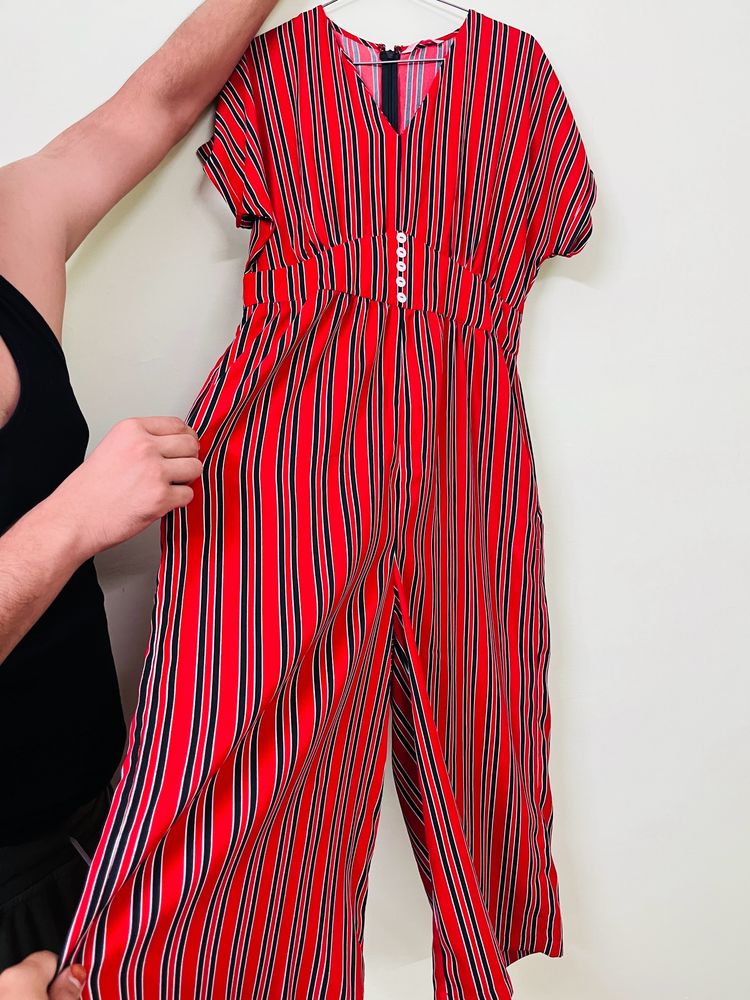 Red Stripes Jumpsuit