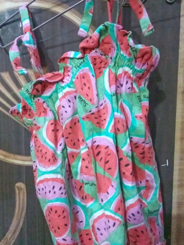 Watermelon Sleevless Kids Frock